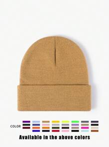 1pc Unisex Solid Color Knitted Hat, Y2K Style Outdoor Warm Beanie, Casual All-Match Winter Ski Cap Suitable For Daily Commute