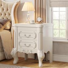 LITTLE TREE Modern White Nightstand, Wood Bedside Table With 2 Drawers, Classic End Table Side Table For Bedroom, Living Room - trắng - Xem 1