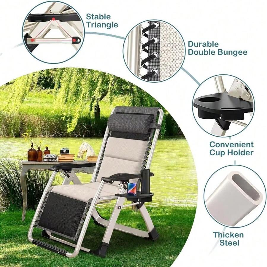 Lounge Chair Patio Zero Gravity Chair Folding Adjustable Reclining