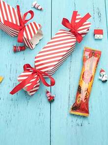 10 cajas de dulces navideñas con cintas, cajas de regalo de papel a rayas rojas y blancas para dulces, chocolates, recuerdos de fiestas, navidad, bodas y decoración de fiestas, accesorios de decoración para ambiente de fiesta navideña, suministros de decoración navideña para el hogar - Multicolor - Ver 5