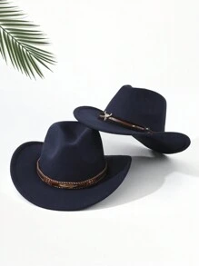 2 szt. Unisex haftowany kapelusz przeciwsłoneczny z motywem głowy bydła, kapelusz kowbojski/kowbojski, kapelusz plażowy boho, miękki filcowy kapelusz fedora, swobodny kapelusz z włókna poliestrowego na każdą porę roku