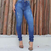 Kit 3 Women's Skinny High Waist Jeans With Lycra - Màu xanh lam - Xem 5