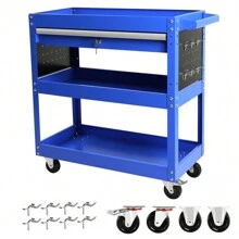 Rolling Tool Cart, Premium 1-Drawer Utility Cart, Heavy Duty Industrial Storage Organizer Mechanic Service Cart With Wheels And Locking System - 藍色 - 查看 1