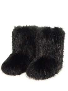 Women Fluffy Decor Slip On Snow Boots