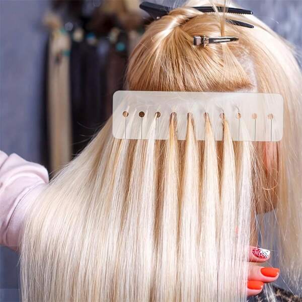 5 Stücke/10 Stücke Hitze-Schutzauflage Vorlage für Haarverlängerungen, quadratischer Hitzeschutz für Haarverlängerungen mit Skala, poröser Klebstoff für Haarpflege, transparente hitzebeständige Pad-Werkzeuge für Perücken, Perücken-Herstellungswerkzeuge