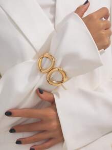 1pc Minimalist Hollow Out Chunky Jewelry, Asymmetric Geometric Design, Suitable For Casual, Party, Evening Events - Symmetrical Hollow Model - View 10