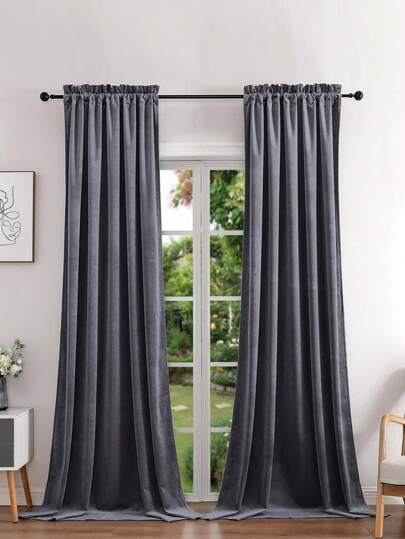 1pc Beige Velvet Curtain Fabric, Casual Home Decor Items