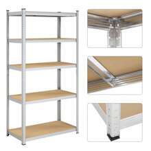 SONGMICS étagère charge lourde métallique, 200 x 100 x 50 cm, 5 niveaux, charge totale 600 kg (120 kg/niveau), étagère de rangement planches réglables, pour garage, cave, Argent - Argent - Voir 5