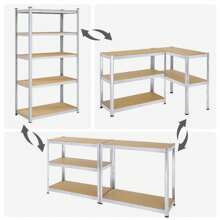 SONGMICS étagère charge lourde métallique, 200 x 100 x 50 cm, 5 niveaux, charge totale 600 kg (120 kg/niveau), étagère de rangement planches réglables, pour garage, cave, Argent - Argent - Voir 4
