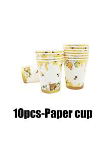 68件套，包括一次性纸盘、蜜蜂主题纸盘、7英寸纸盘、9英寸纸盘、一次性派对餐盘、纸盘 - 彩色 - 查看 12