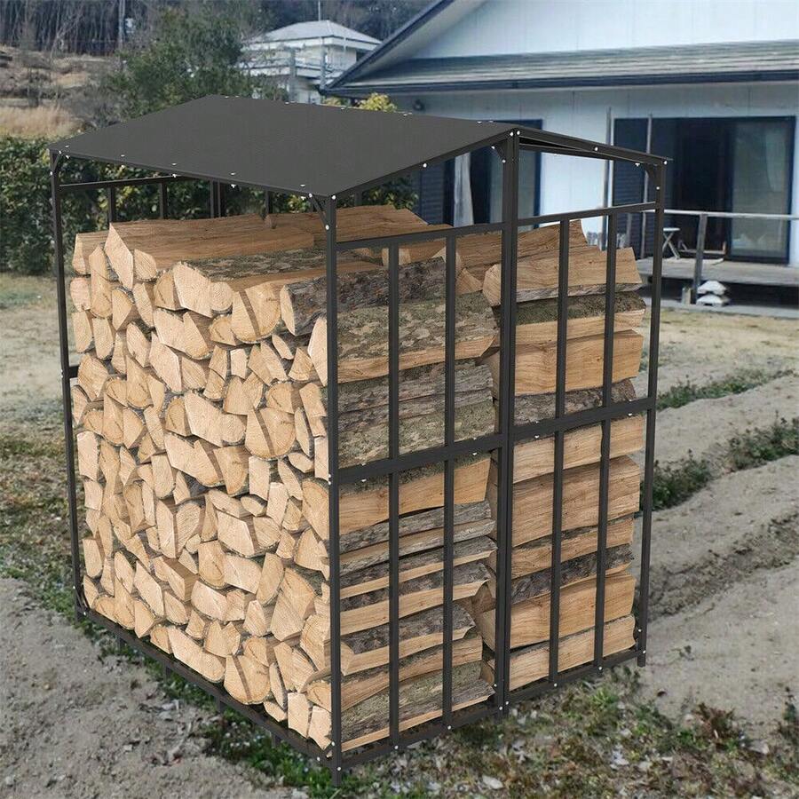 Heavy Duty Outdoor Firewood Storage Log Rack Metal Firewood Stand With