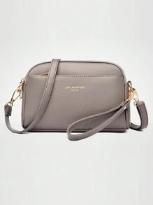 Bolso bandolera con estampado de textura de litchi vintage, bolso de hombro de PU retro, bolso y cartera a juego para mujer