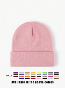 1pc Unisex Solid Color Knitted Hat, Y2K Style Outdoor Warm Beanie, Casual All-Match Winter Ski Cap Suitable For Daily Commute