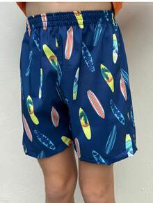 Bermuda Short Tactel Children's Youth Boy With Elastane Beach Summer - 水鴨藍 - 查看 5