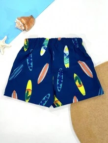 Bermuda Short Tactel Children's Youth Boy With Elastane Beach Summer - 水鴨藍 - 查看 2