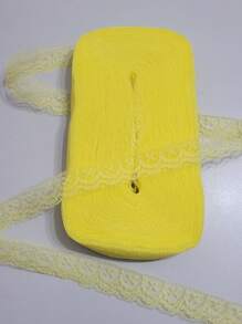 Rigid Lace 20 Meters Crafts And Lingerie Width: 2.5cm Intimate Fashion - Does Not Stretch - Rigid Lace Ribbon - 嬰兒黃 - 查看 3