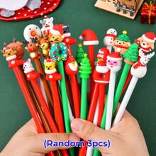3pcs/5pcs/10pcs圣诞系列中性笔，圣诞树/圣诞老人/雪人/驯鹿/圣诞袜/圣诞礼物卡通笔套，个性化学习文具书写笔，圣诞学生奖励签名笔，趣味创意卡片包圆珠笔书写工具 - 聖誕節中性筆 - 查看 15