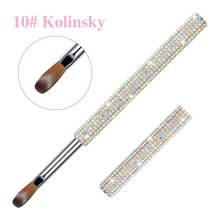 1 Stück funkelnde Strass Nagelbürste, Kolinsky Acryl Pinsel, Acryl Pulver Nagelpinsel (Silber, Größe #8-#18)
