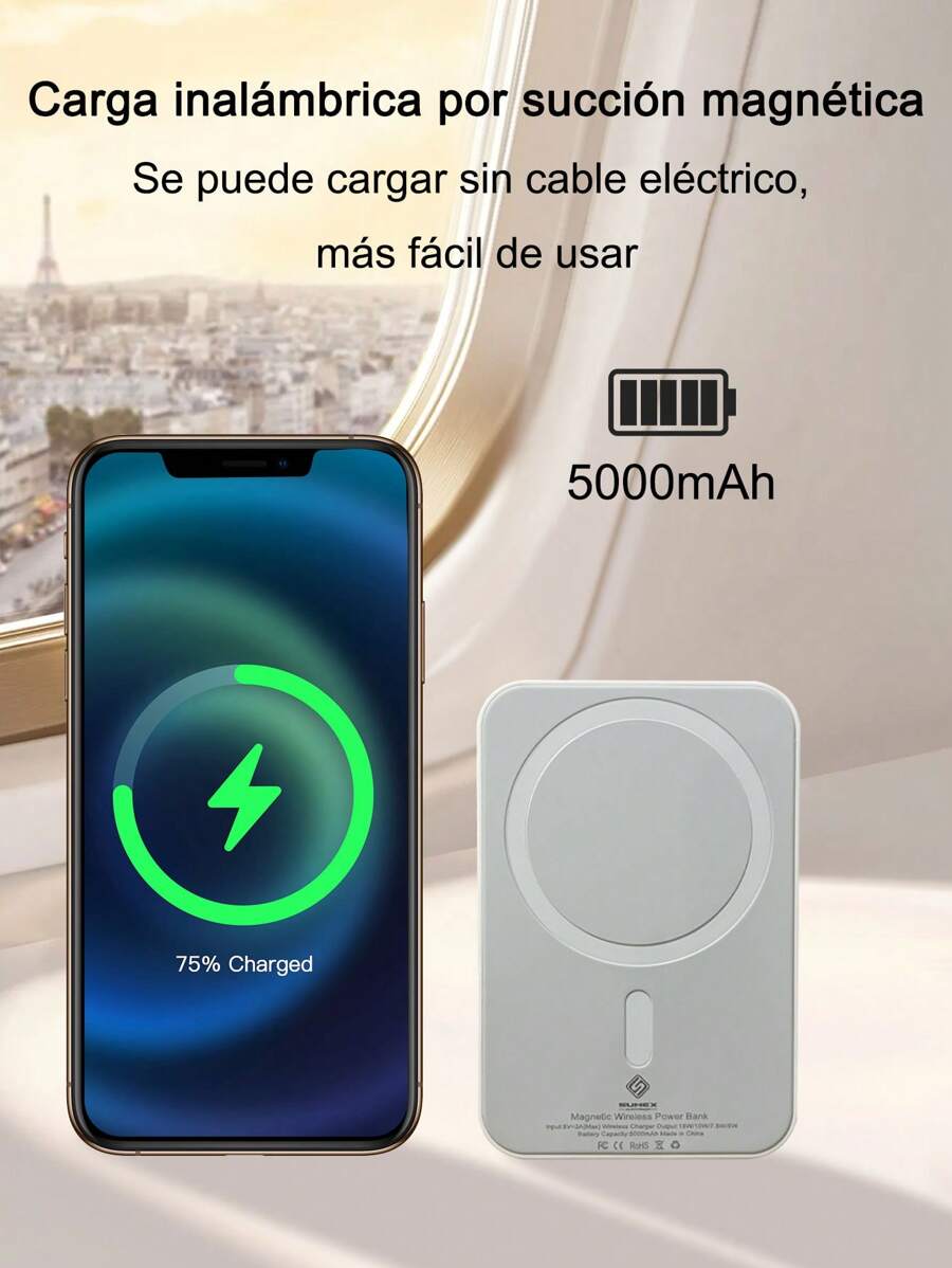 Power bank inalámbrico (carga rápida inalámbrica de 15W),Batería Externa Magnética Ultra Ligera Carga Inalámbrica Rápida Portátil Compatible con Teléfono Móvil con Función Magnética ,Carga Rápida - Multicolor - Ver 1