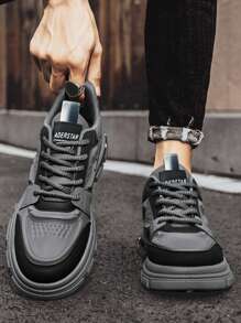 男士鞋，休闲时尚百搭时尚鞋，高帮户外徒步厚底工作鞋，时尚鞋，秋季复古摩托车工作鞋适合青少年夏季休闲或户外运动或度假旅行或毕业礼物或生日礼服配饰 - 彩色 - 查看 4