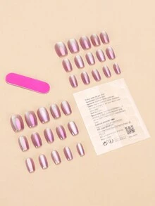 30 đầu móng tay vuông ngắn nhiều màu sắc phong cách Aurora kèm tấm gel tái sử dụng và khối đệm, lý tưởng cho tiệc tùng, đám cưới, sử dụng hàng ngày - Nhiều màu - Xem 5