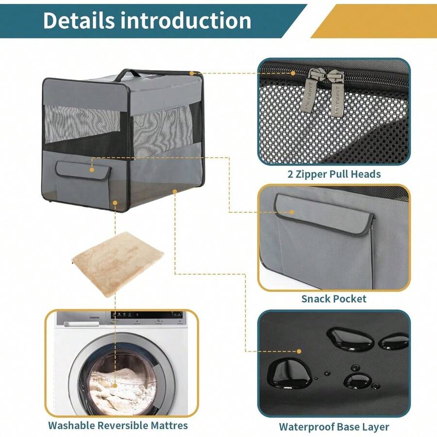 Soft Sided Dog Crate, Chewproof Design Breathable & Collapsible Dog