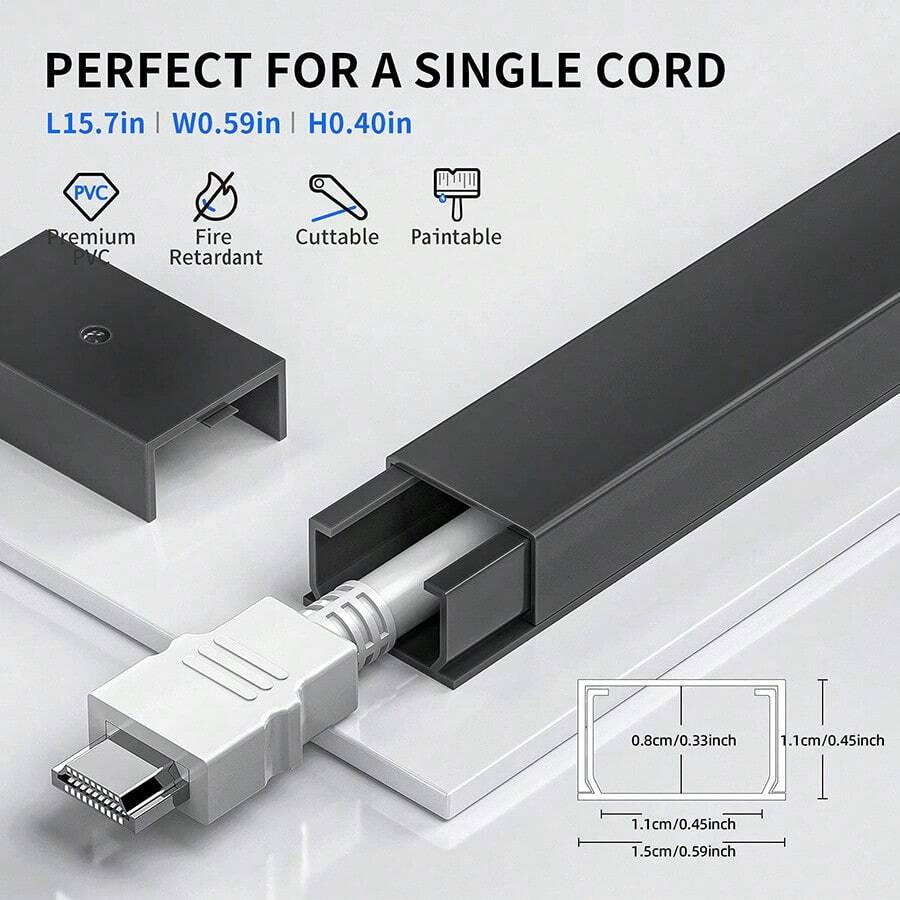 142in Cord Hider Cable Cover, Cord Covers For Wires On Wall, OneCord