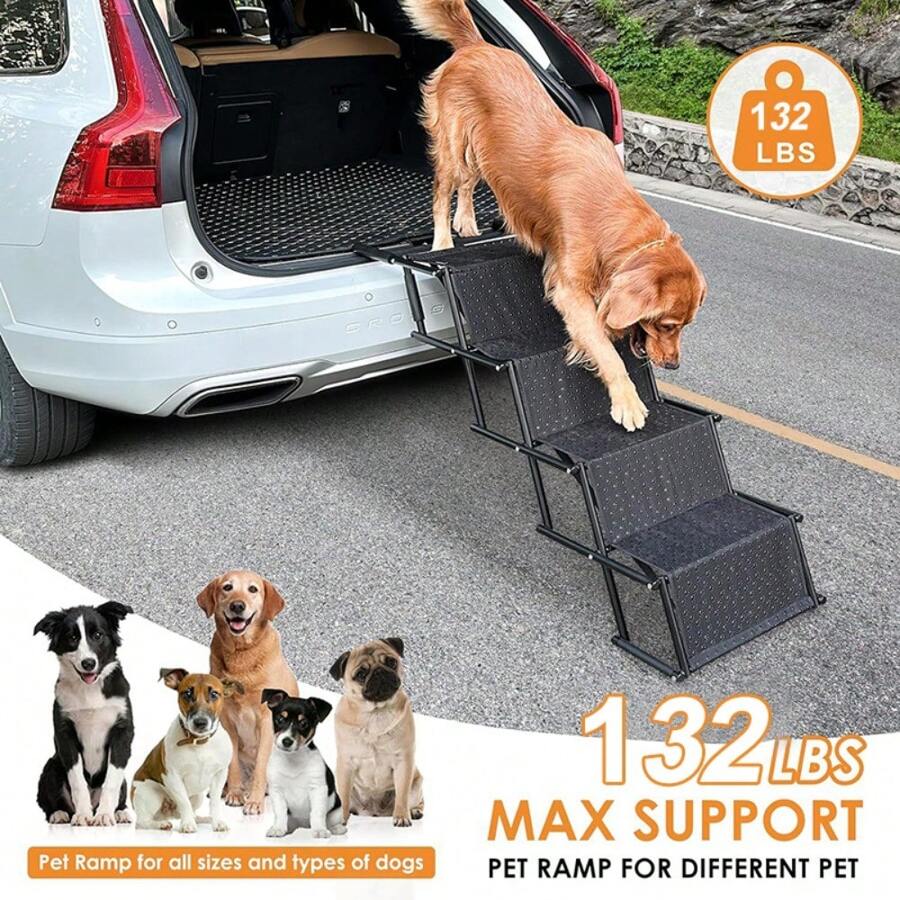 2/4 Step Stairs Portable Dog Ramp Car Boot Folding Access Ladder For ...