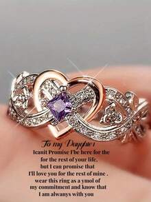 1 件优雅女士戒指，镶满闪亮合成方晶锆石，象征爱情和浪漫 - 女士订婚/结婚戒指、派对配饰、送给爱人的礼物 - 銀色 - 查看 10