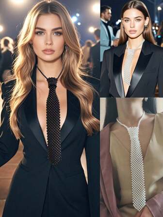 1PC/5pcs Women's Faux Pearl Decorative Elegant Tie, Suitable For Party And School Women's Accessories