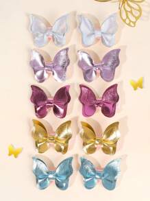 10pcs Colorful Butterfly Hair Clips For Toddler Girls Sparkling Gold Silver Butterfly Hairpins Adorable Metallic Insects Butterfly Barrettes Girls Holiday Party Headpiece Kids Hair Accessories - Multicolor - View 10