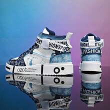 Men Sports Shoes Casual Sneakers Personalized Graffiti Design For Youths - Blue - View 4