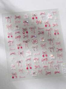2 piezas de pegatinas de arte de uñas 3D de jalea, lindos dulces de cereza, moño, conejo - con brillo, inodoro, de plástico, para el cuidado de manos y pies, decoraciones de arte de uñas DIY, adecuado para uñas DIY diarias, fundas de teléfono, diarios, preferido por mujeres y niñas