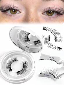 1 Pair Magnetic False Eyelashes Kit With Mirror & Applicator Glue-Free Eyelashes 3D Natural Manga Eyelashes Cat Eye Fluffy Faux Mink Eye Lashes With Tweezers Makeup Tool For Beauty Travel,Reusable Magnetic Eyelashes No Glue Needed 3D Natural Magnetic False Eyelashes Portable Cosmetic Tool,Magnetic Eyelash Set - Natural Looking, Magnetic Adhesion, No Glue Or Eyeliner Needed, Lightweight & Reusable, Comes With Tweezers For Easy Application - 黑色 - 查看 3