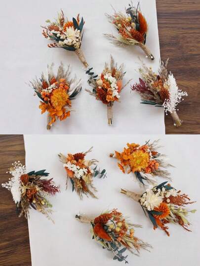 1/2/6/12 Stück Mini getrocknete Blumensträuße, Dekoration, Brautjungfer Vorschlag Blumenmädchen Geschenkbox, Boho Hochzeit Tischaufsätze, kleine getrocknete Pampasgräser für Vasen Deko, winzige getrocknete Blumen für Geburtstagstorte Deko Geschenke Abschluss, Herbstdeko