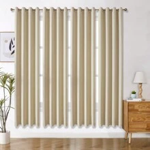 Panouri de perdele negre cu ochiuri, disponibile în opțiuni de 4/2/1 panouri, dimensiuni multiple, țesătură în 3 straturi de înaltă calitate, izolare termică și umbrire solară, potrivite pentru dormitor, sufragerie, sufragerie, bucătărie, dulap, culoare bej