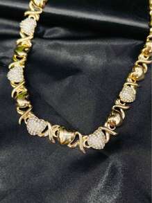 5pcs Fashion Jewelry Set For Women, 18K Gold Plated Necklace Earrings Ring Set, Wedding Bridal Stylish Bear Necklace Jewelry Gift