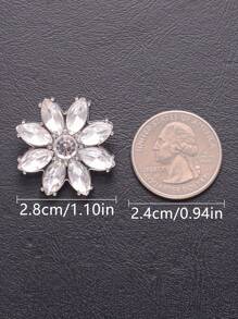 5 Peças/Pacote Botões de Metal com Pétalas de Flor de Cristal Transparente Brilhante, para Camisa, Suéter, Terno, Vestido, Casaco de Pele, Jaqueta, Decoração Costurada à Mão, DIY para Sapatos, Chapéus, Caixas de Presente, Bolsas, Pingentes, Acessórios de Joalheria da Moda