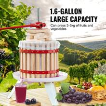 Fruit Wine Press Solid Wood Basket Manual Juice Maker For Kitchen Home Cider Apple Grape Vegetables Honey Olive Oil 6 Liter Capacity