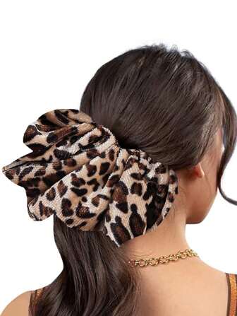 XXL Leopard Velvet Hair Scrunchies For Women, Hair Accessories For Daily Use Hair Ties Scrunchy Hair Ties Ponytail