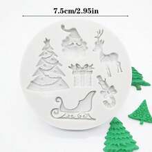 1 pièce Moule en silicone de traîneau d'arbre de Noël, de renne, pour bougie, savon, résine. Moule décoratif pour argile douce, colle goutte à goutte, artisanat décoratif manuel