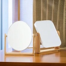 Round Mirror With YEAKE Natural Bamboo Stand, 8 Inch 1X/3X Magnifying Double-Sided 360 Degree Rotating Magnifying Glass, Portable Tabletop Bathroom Shaving And Makeup Mirror - Multicolor - View 5