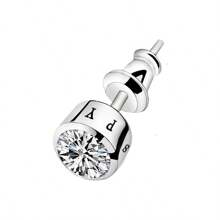 1 Đôi khuyên tai đơn Cubic Zirconia tối giản, thời trang và độc đáo dành cho nam giới - Bạc + đen - Xem 7