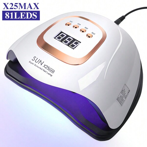 Nuova macchina asciuga unghie Lampada UV a LED per l'indurimento dello smalto gel, con 81 LED e 4 impostazioni di tempo, rilevamento automatico, attrezzatura per manicure e fototerapia