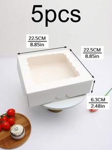 2pcs/5pcs/10pcs Window Bread Box, Cake, Pastry, Chocolate, Cookie, Pie, Birthday Party, Wedding, Easter, Snack Packaging Box