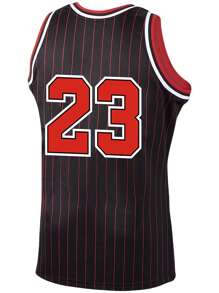 男式 23 号黑色篮球服休闲刺绣缝制圆领派对运动上衣 - 黑色 - 查看 2