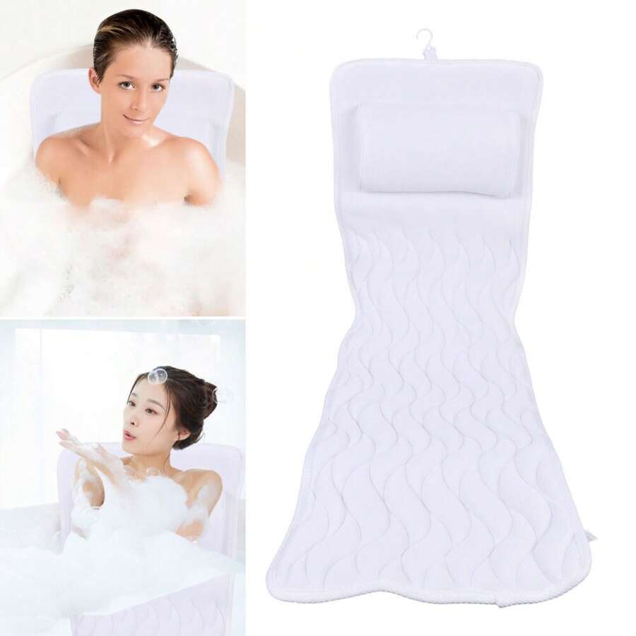 SanBouSi Alfombra antideslizante para ducha, alfombra de baño, alfombra de baño tipo spa con almohada y colchoneta para decorar el baño en verano y volver a la escuela