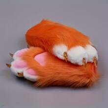 A Pair Of Adorable Plush Animal Paws With Furry Material And Claw Tips. Thick, Warm, And Cold-Resistant, Perfect For Halloween And Christmas Cosplay And Themed Parties. - Hand Washable - 紅色 - 查看 3