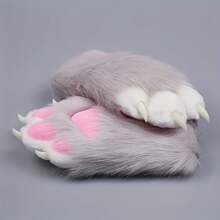 A Pair Of Adorable Plush Animal Paws With Furry Material And Claw Tips. Thick, Warm, And Cold-Resistant, Perfect For Halloween And Christmas Cosplay And Themed Parties. - Hand Washable - 紅色 - 查看 8