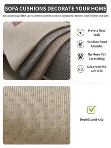 1 件亚麻沙发垫套，1/2/3/4 座防宠物，现代风格沙发座垫套，扶手靠背垫，透气面料，四季使用 - 灰色 - 查看 6